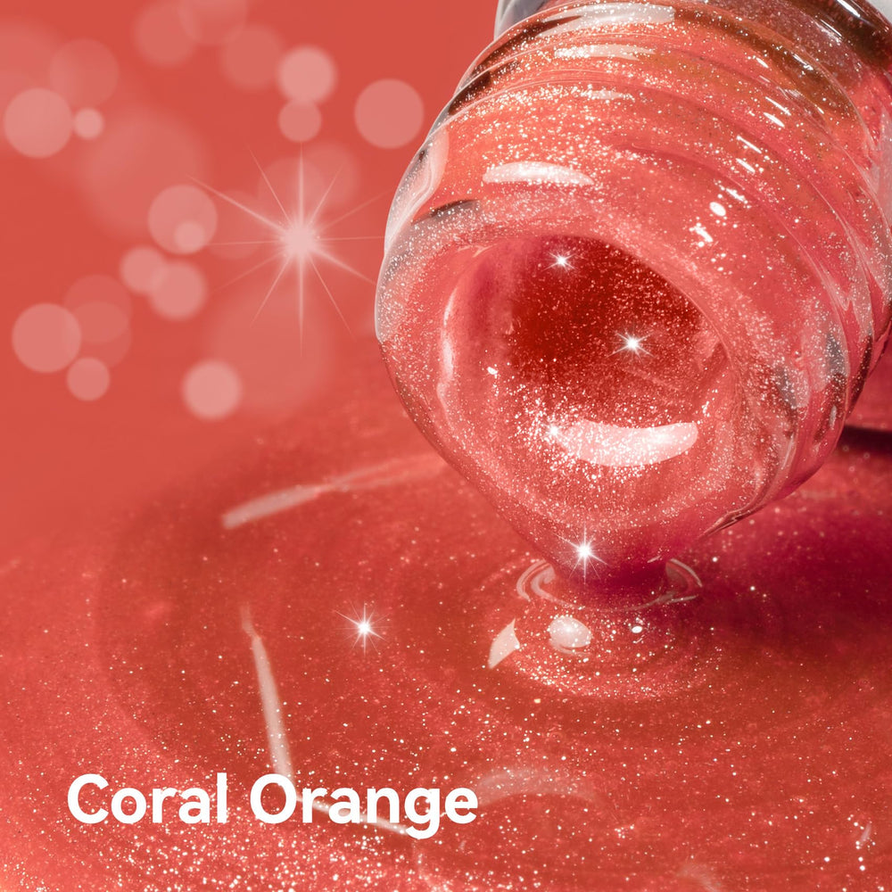 MEGIOR brush stroke of coral orange gel showing smooth application and coverage