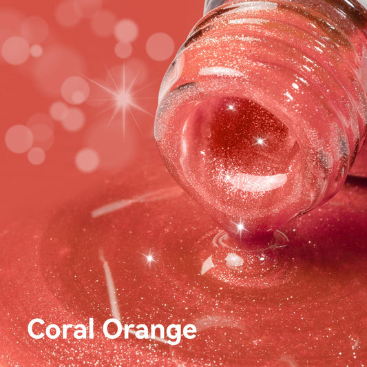 MEGIOR brush stroke of coral orange gel showing smooth application and coverage