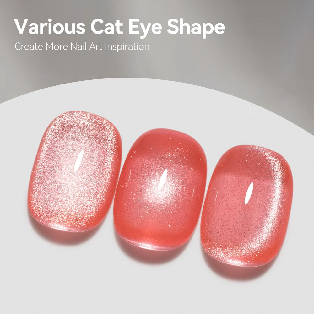 MEGIOR magnetic cat eye close-up showing defined stripe and holographic shine