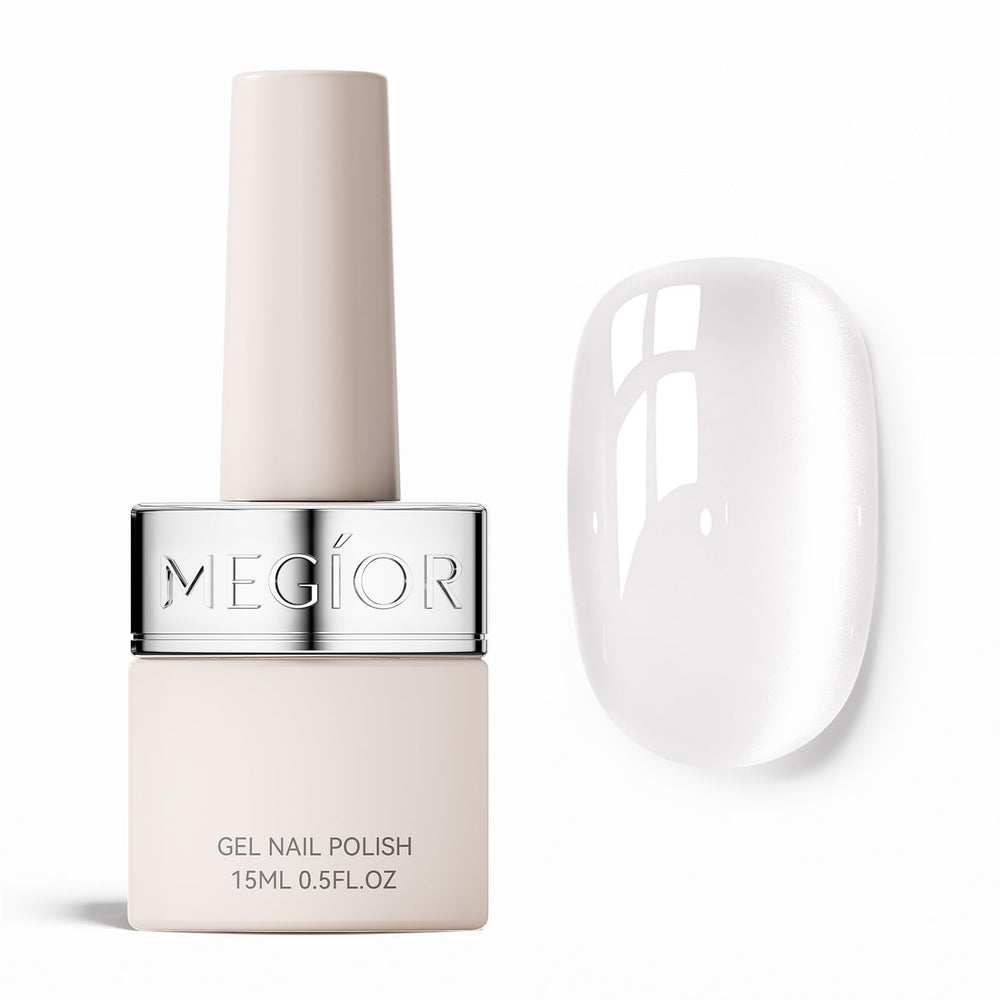MEGIOR front bottle showing glassy clear holographic gel and label for fast recognition and choice