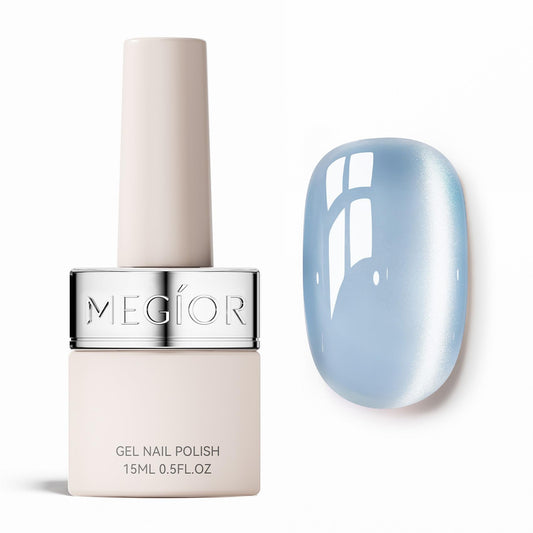 MEGIOR front bottle jelly blue showing holographic glitter and brand