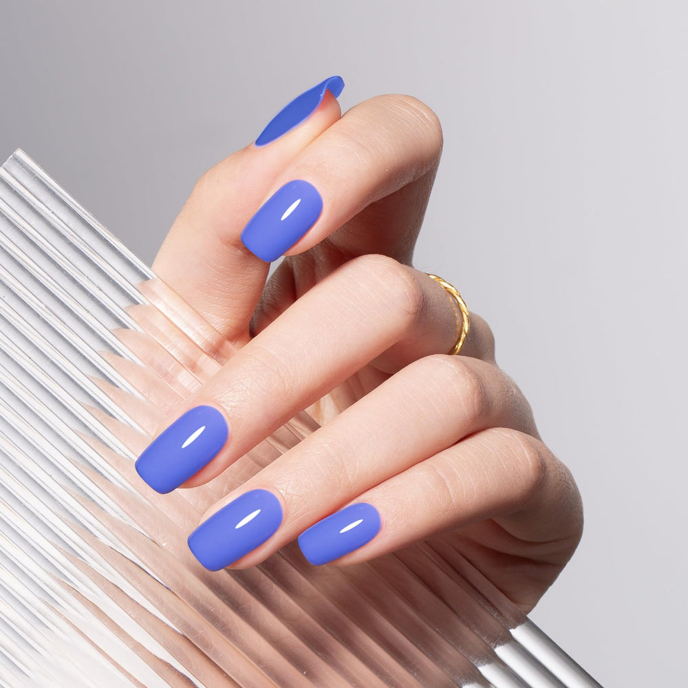 MEGIOR nail swatch on hand showing vibrant cured color and long wear