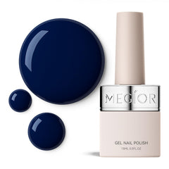 MEGIOR front bottle showing navy blue gel and larger 0.5 fl oz size benefit