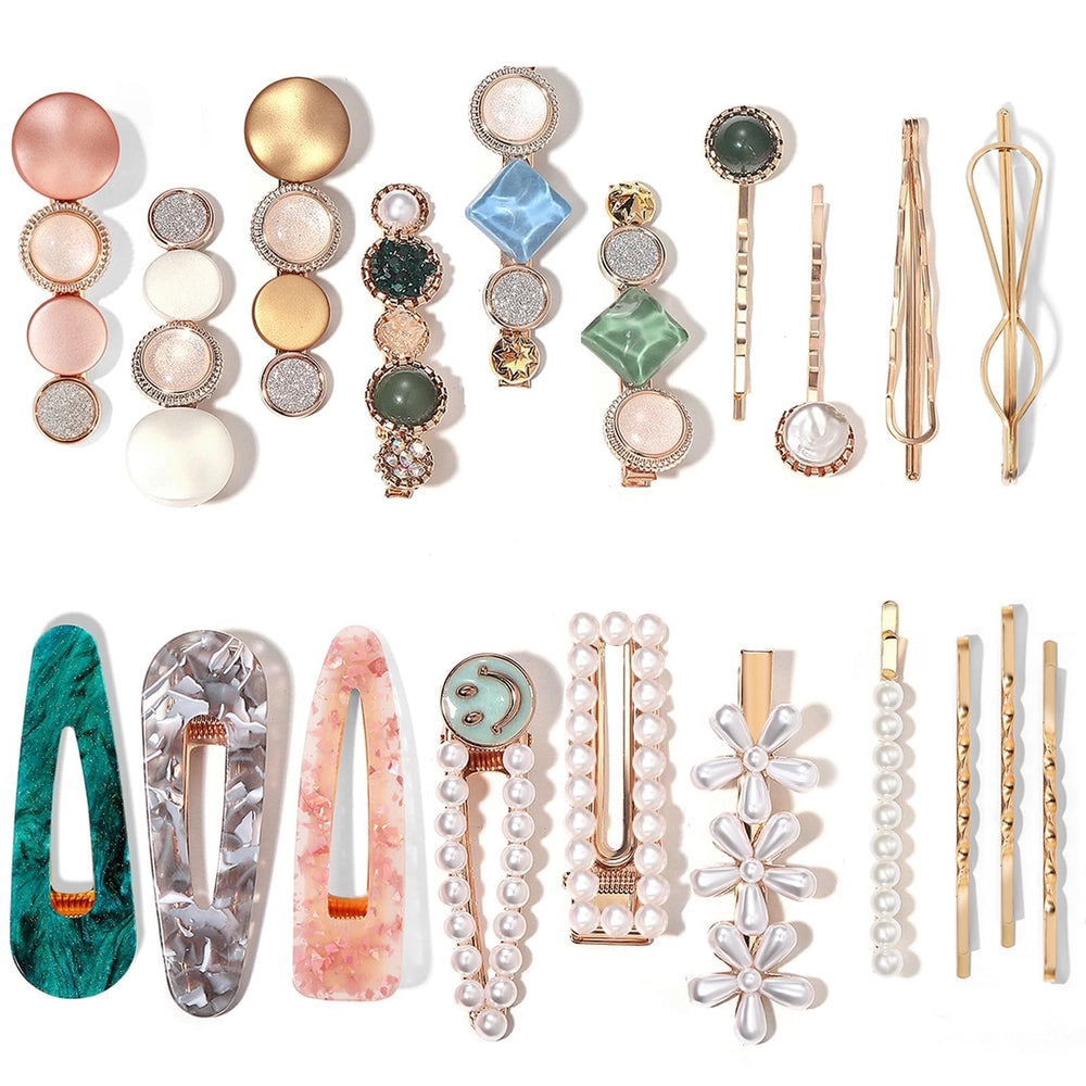 Mehayi front packaging showing 20-piece elegant hair clip set and variety