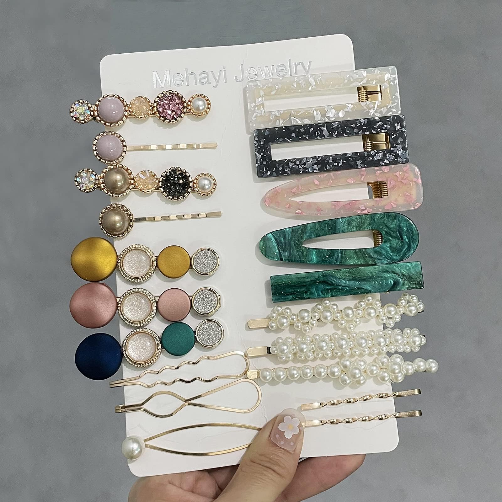 Mehayi pearl hair clip detail showing elegant finish and refined look