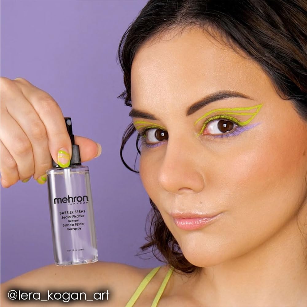 Mehron Barrier Spray label close-up highlighting ingredient transparency benefit