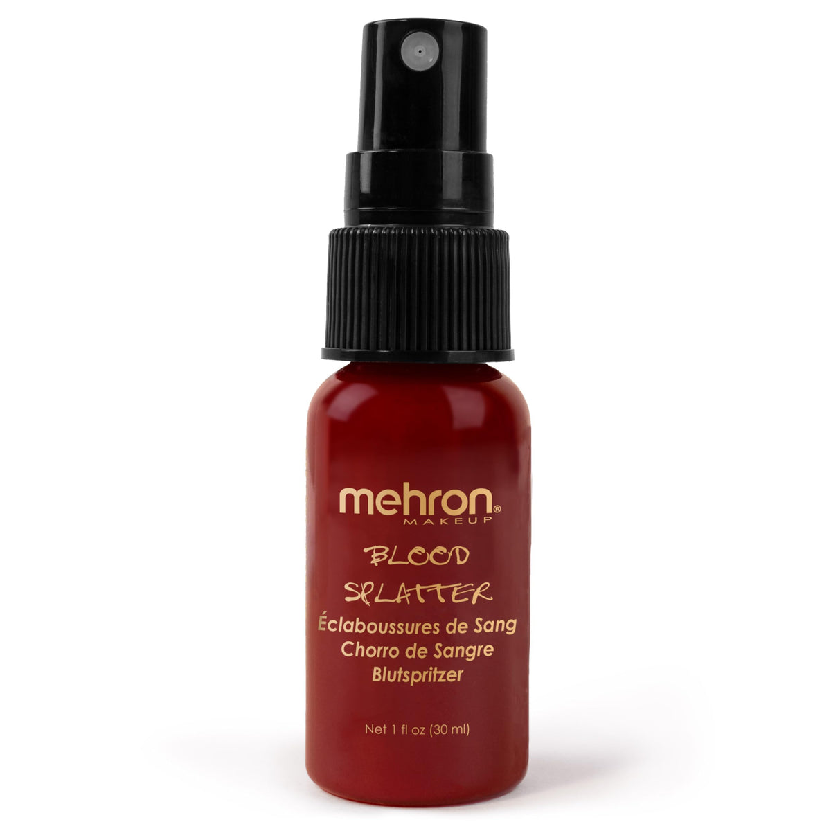 Mehron bottle front view showing label and compact professional packaging benefit