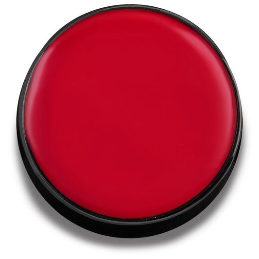 Mehron Color Cup front view showing bold red pigment and portable pot benefit