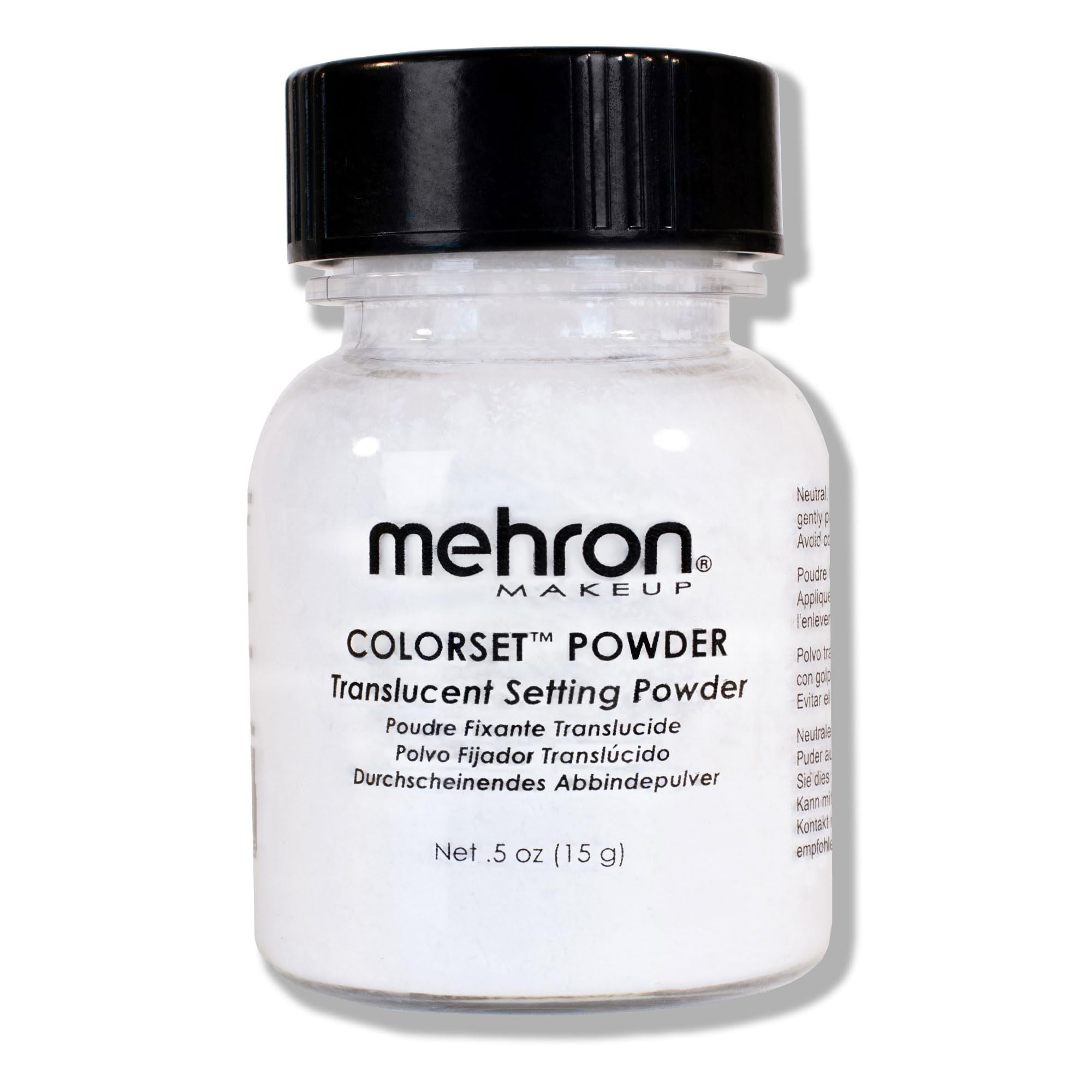 Mehron Colorset Powder front packaging shows professional branding and compact size benefit