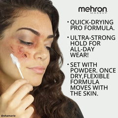 Mehron liquid latex before and after scar effect showing realistic texture benefit