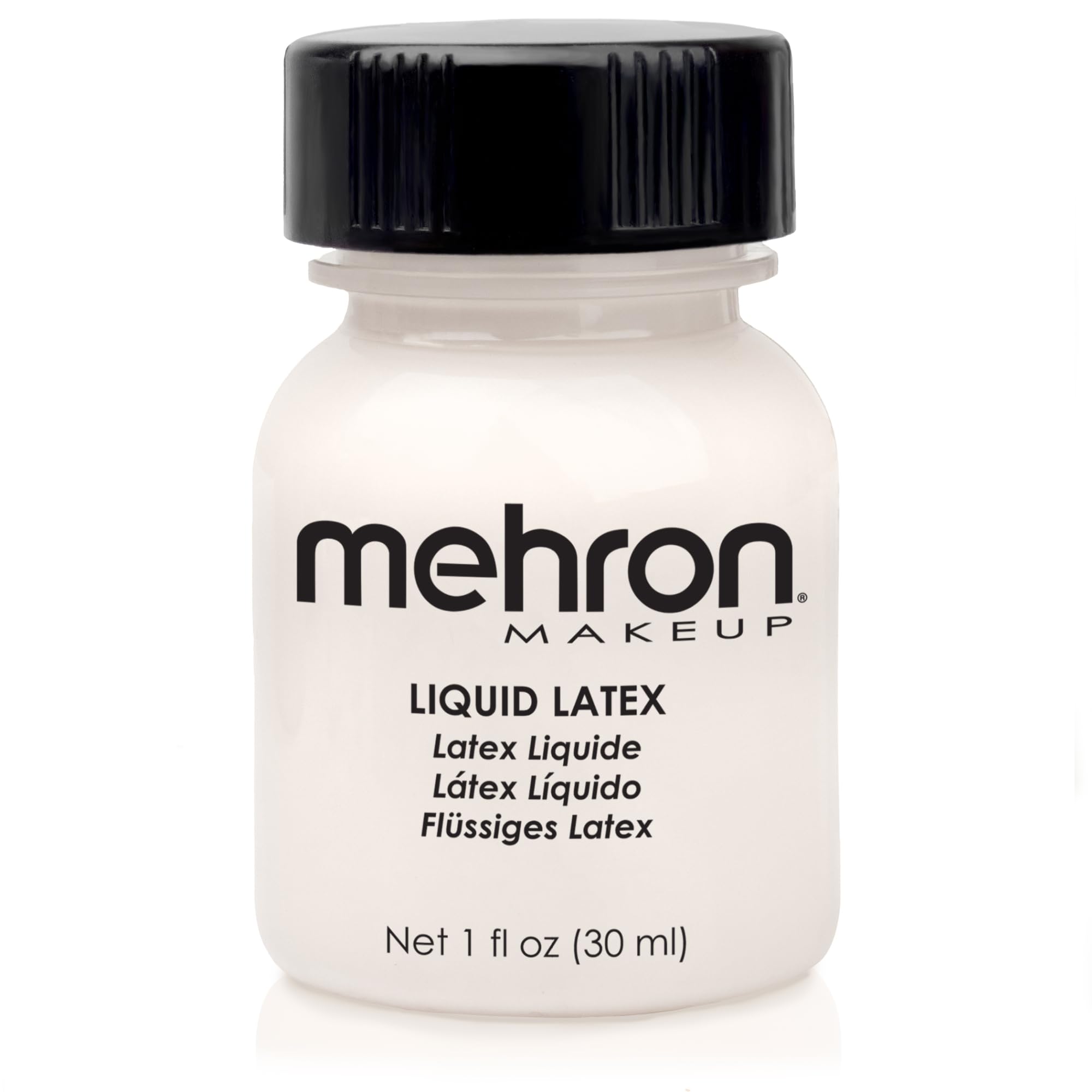 Mehron liquid latex front bottle showing clear flesh and professional finish