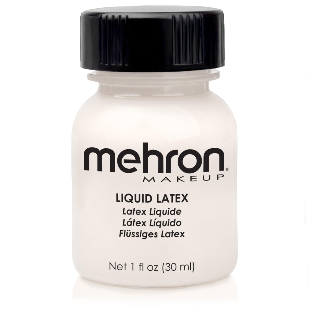 Mehron liquid latex front bottle showing clear flesh and professional finish