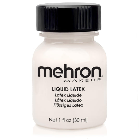 Mehron liquid latex front bottle showing clear flesh and professional finish
