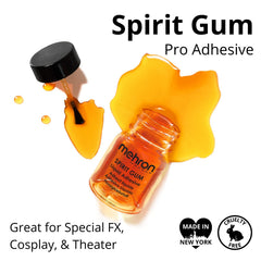 Mehron spirit gum brush applicator detail demonstrating precise application and control