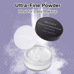 MEICOLY applied with a fluffy brush demonstrating easy even application and mattifying benefit
