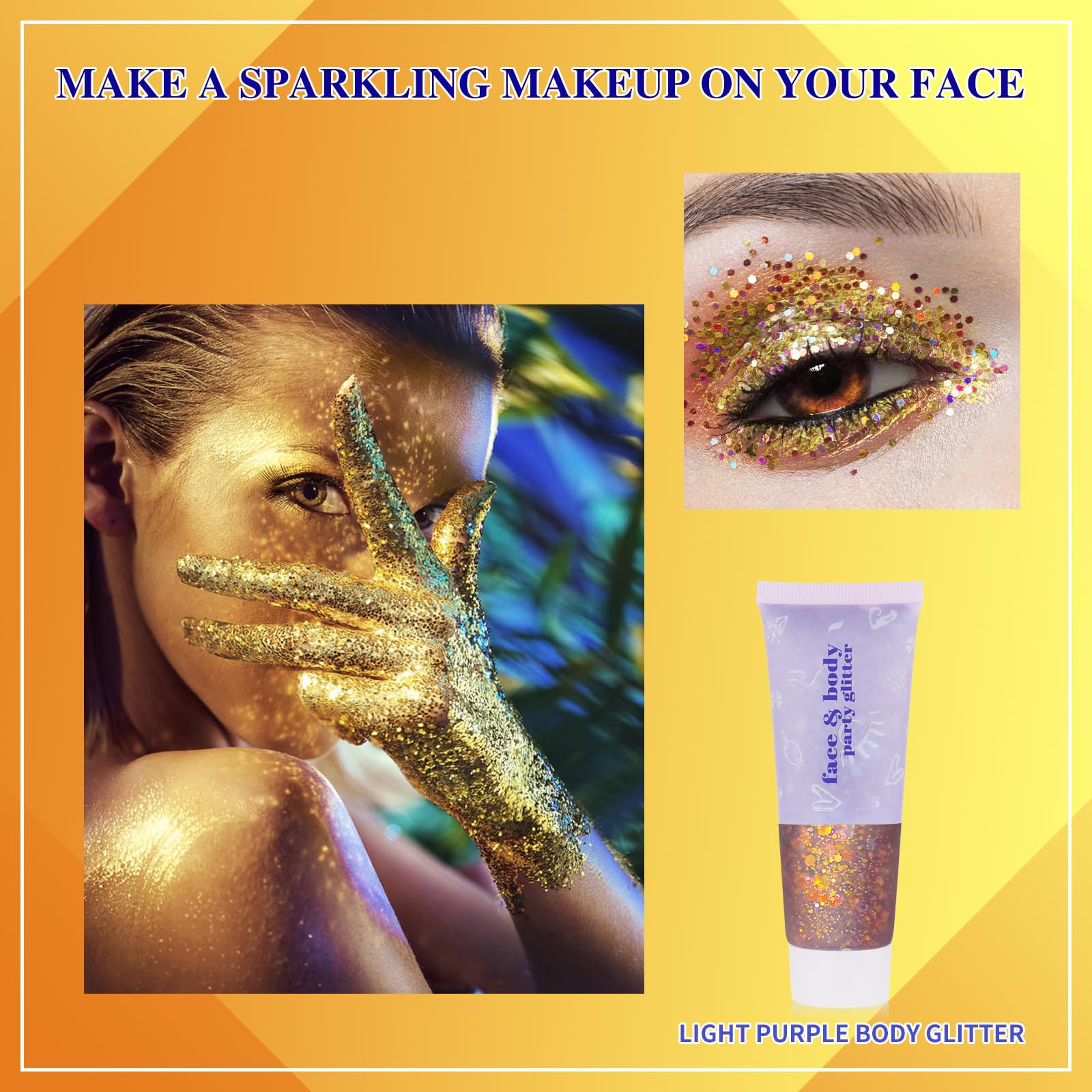 MEICOLY applied on cheek festival look demonstrating long-lasting shine benefit