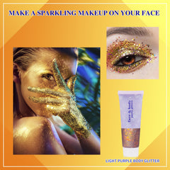 MEICOLY applied on cheek festival look demonstrating long-lasting shine benefit