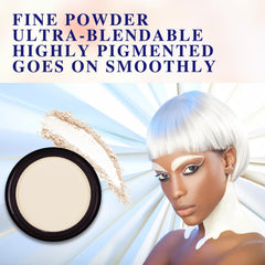 MEICOLY beige matte pan close-up revealing smooth pressed powder texture