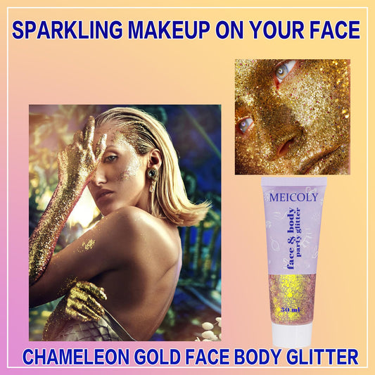 MEICOLY gel texture close-up highlighting dense glitter for intense shimmer
