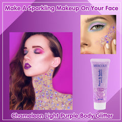 MEICOLY close-up of chunky chameleon glitter texture highlighting multicolor sparkle