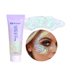 MEICOLY clear gel texture close-up showing holographic shine and spreadability