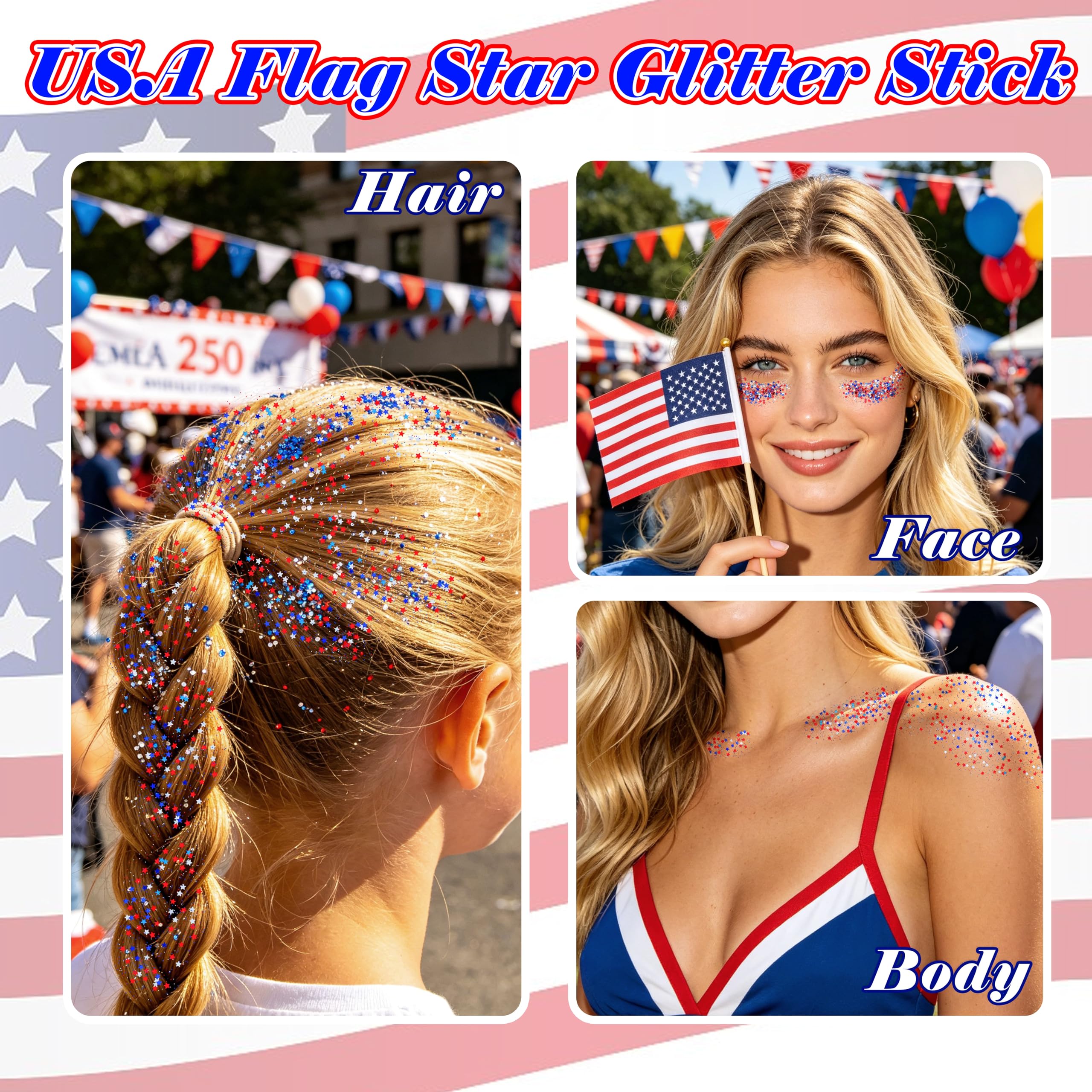 MEICOLY glitter on eyelid under fireworks lighting showing bold nighttime sparkle