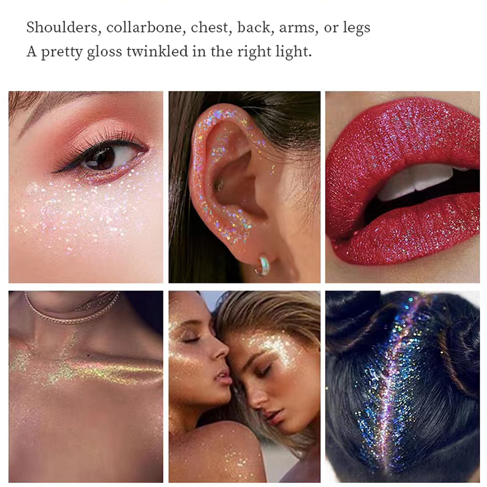 MEICOLY applied to cheek with fingertip, demonstrating secure sparkle and eye-catching glow