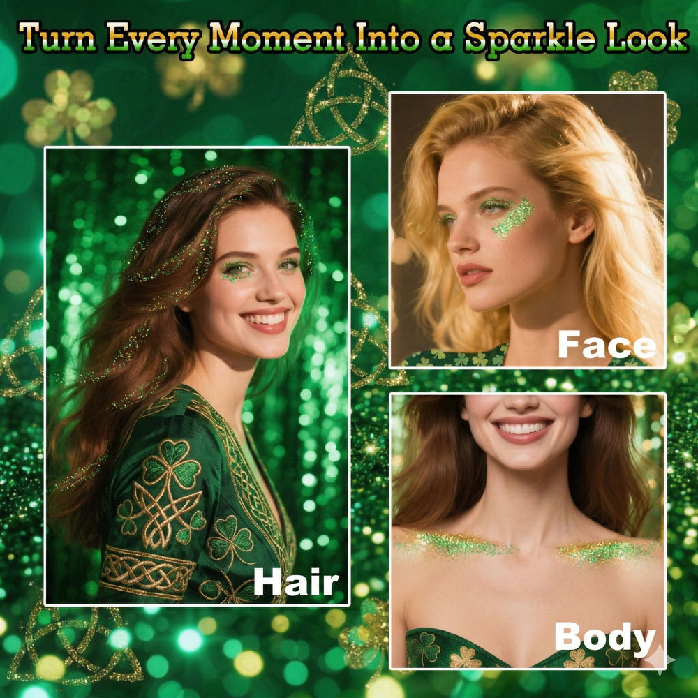 MEICOLY applied on face for St Patrick's Day showing bold festive accent