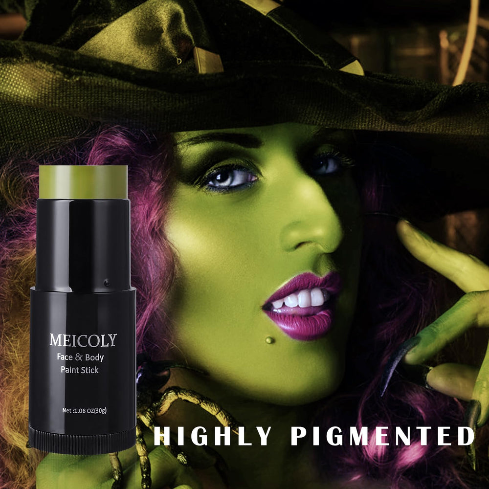 MEICOLY paint stick applied on forehead for witch cosplay demonstrating vibrant, long-lasting color