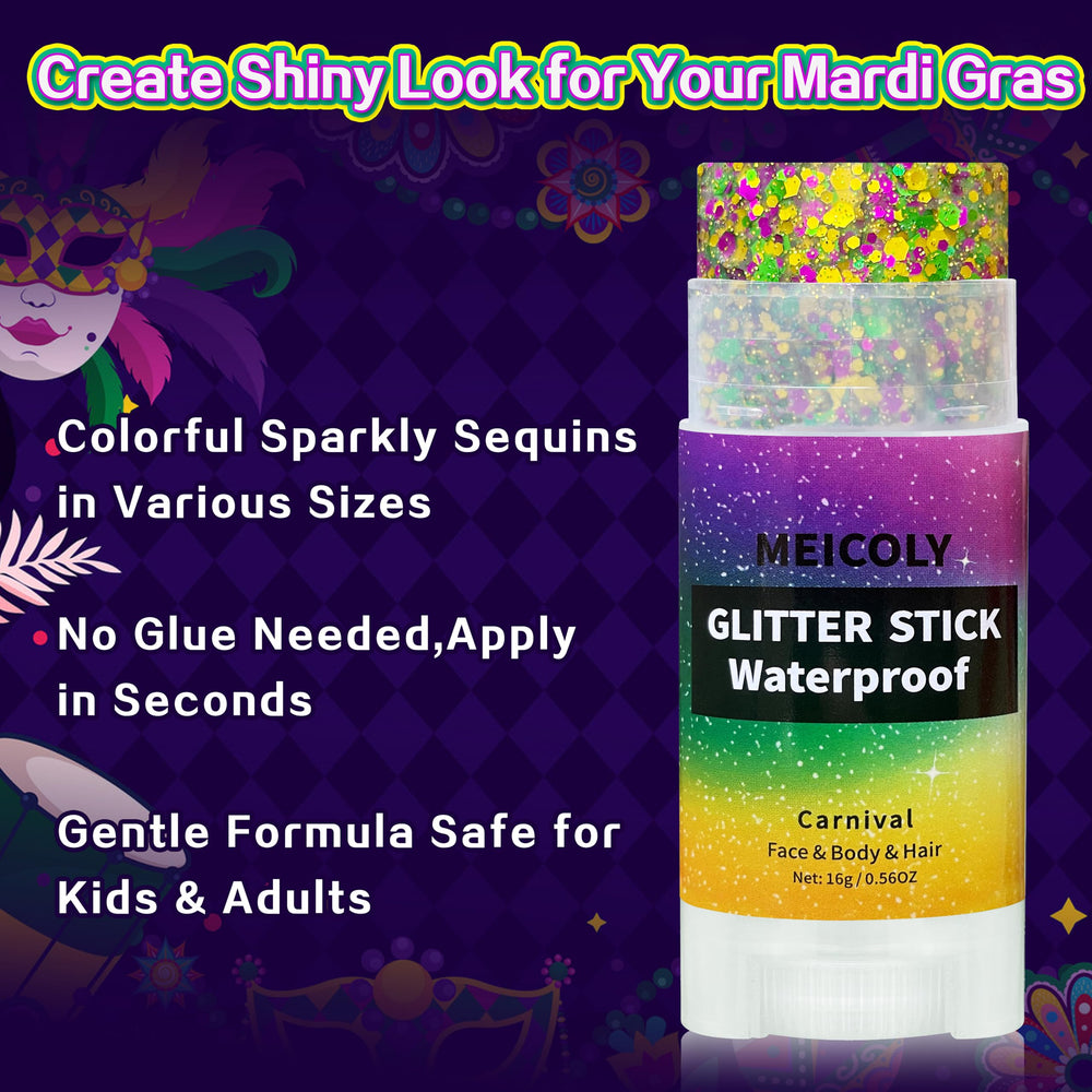 MEICOLY festival lifestyle image of glittered attendee enjoying parade fun