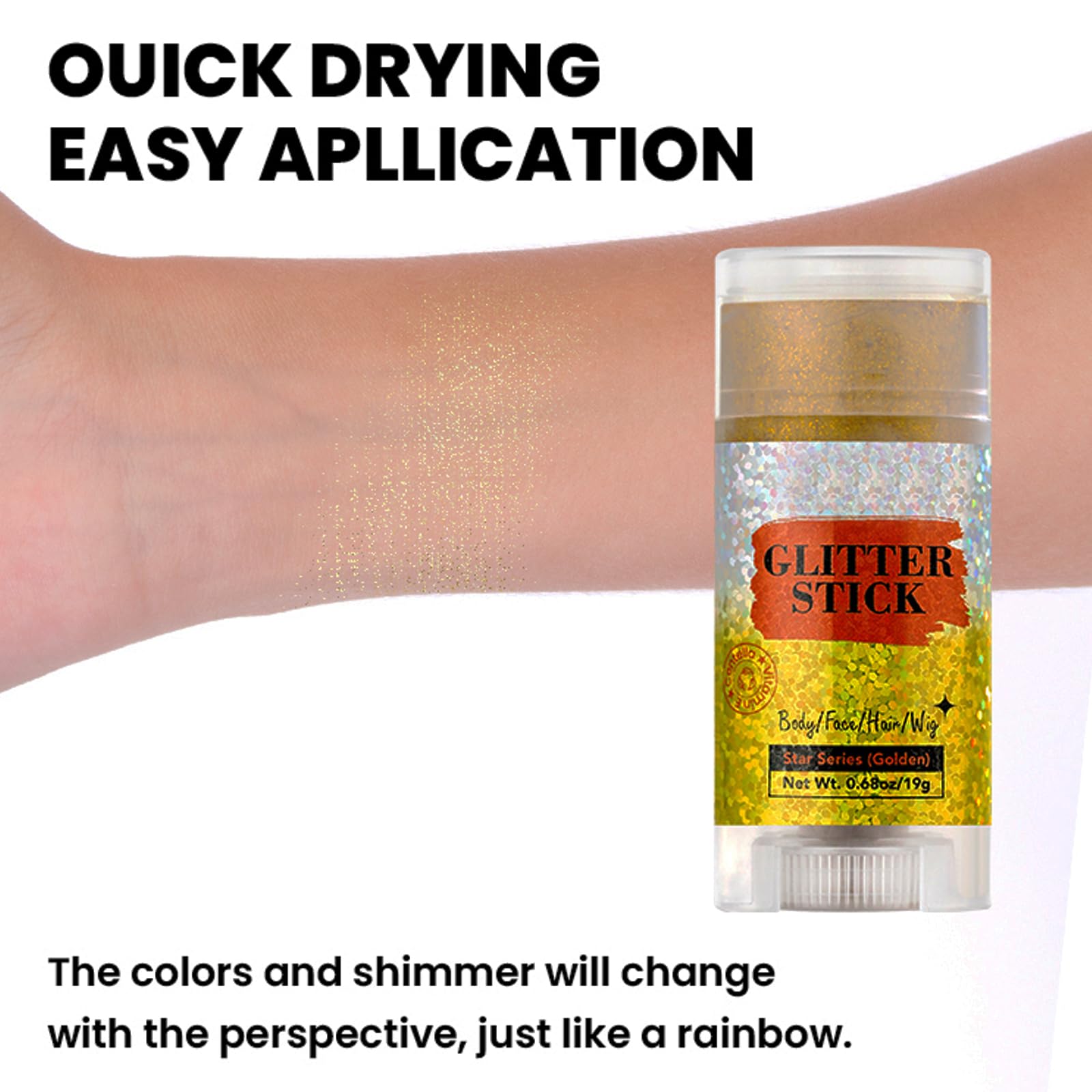 MEICOLY on a festival-goer smiling with long-lasting sparkle benefit