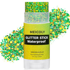 MEICOLY front packaging showing Brazil green gold glitter benefits