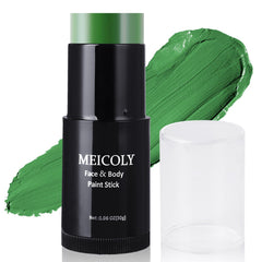 MEICOLY front packaging showing green face paint stick and portability benefit