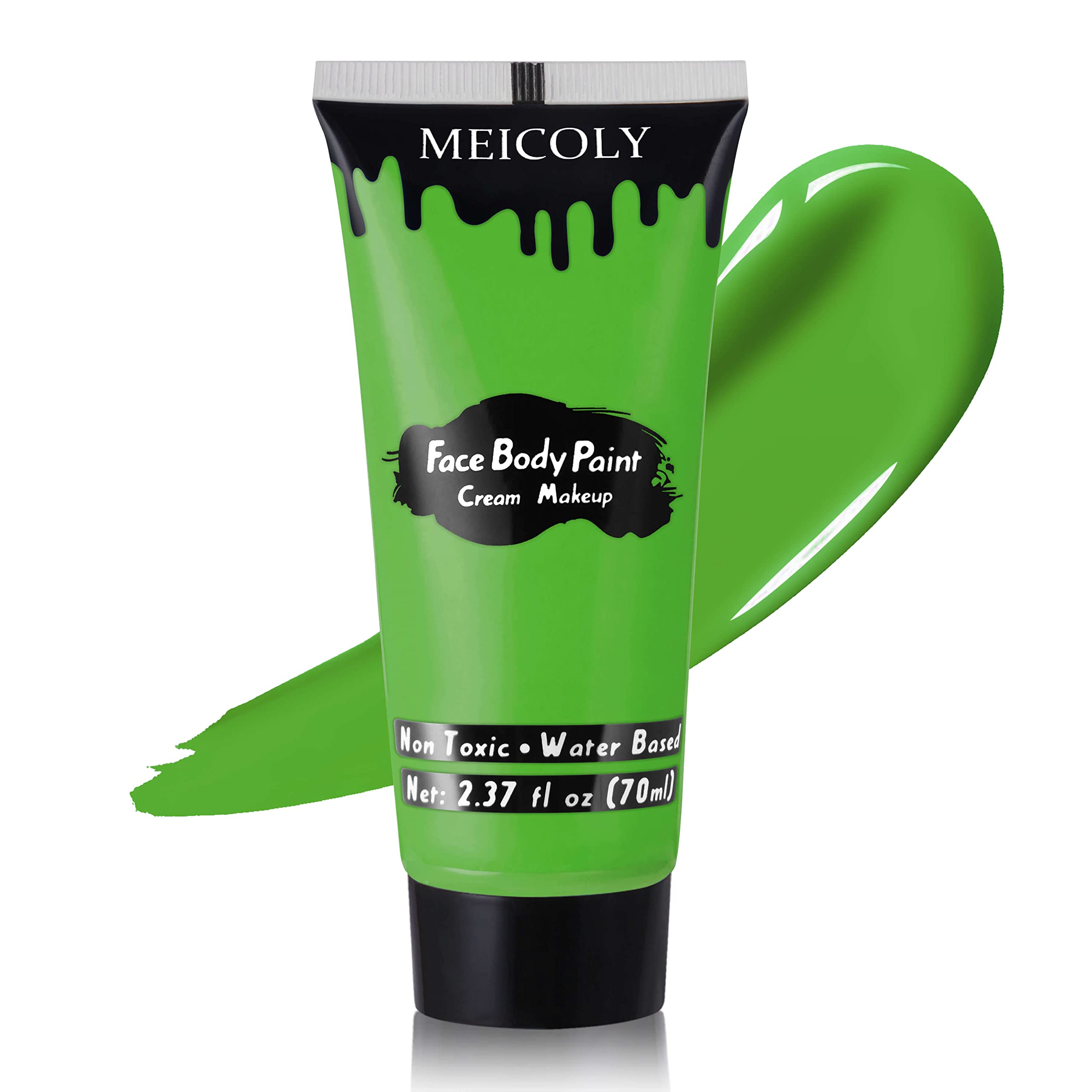 MEICOLY front packaging showing bold lime-green paint for vibrant costumes
