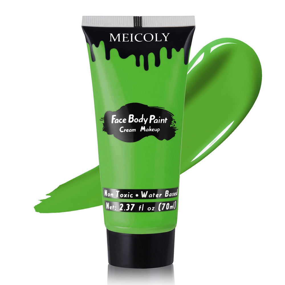 MEICOLY front packaging showing bold lime-green paint for vibrant costumes