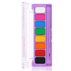 MEICOLY front palette view showing eight vivid pans and brush for easy use