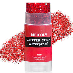 MEICOLY front packaging showing red glitter stick for portable sparkle