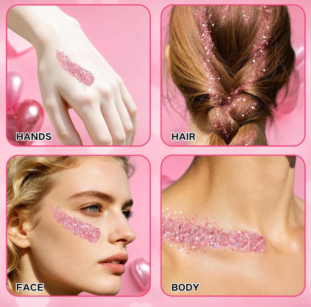 MEICOLY glitter applied in hairline for festival-ready mermaid shine