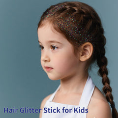 MEICOLY glitter stick used as hair highlight adding edgy contrast and lasting sheen