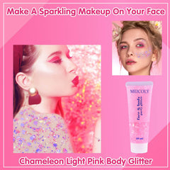 MEICOLY glitter texture closeup revealing holographic flakes and intense prismatic shine