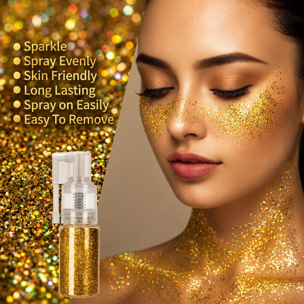 MEICOLY glitter texture close-up showing fine gold particles for smooth shimmer