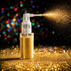 MEICOLY gold spray front can showing brand and compact size for portability