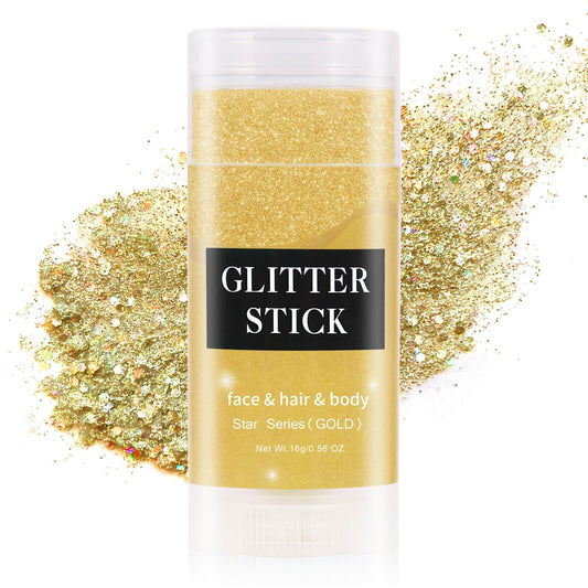 MEICOLY front packaging showing gold glitter stick and branding for easy identification