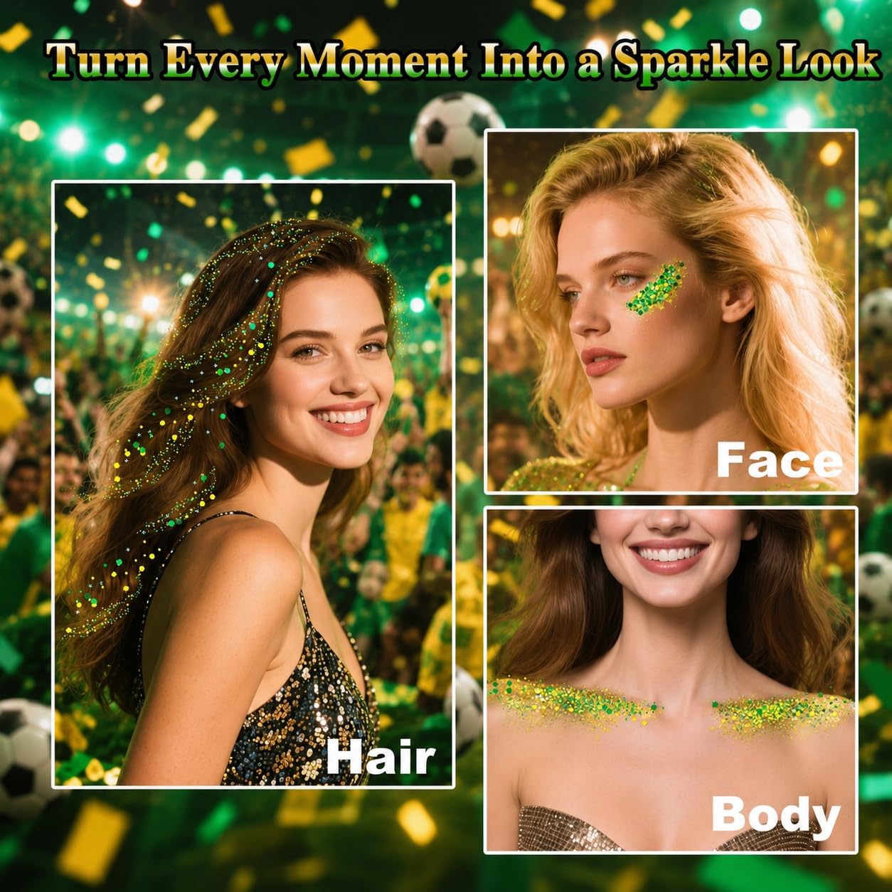 MEICOLY being applied to hair for quick sparkling highlights at parties