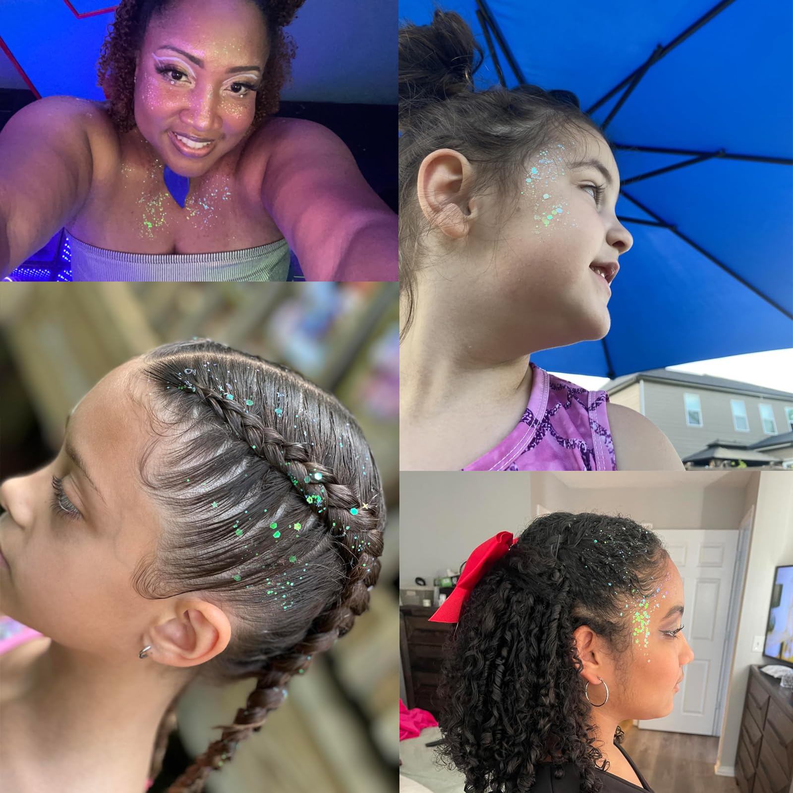 MEICOLY glitter used as hair highlight showing vibrant mermaid-look benefit