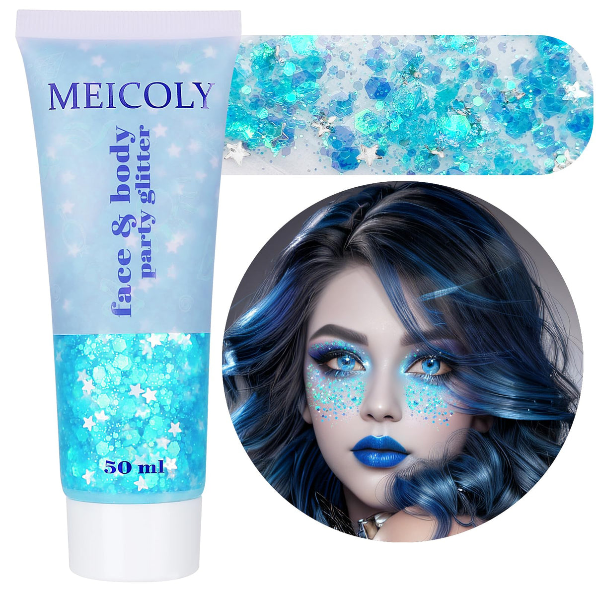 MEICOLY front tube showing ice blue gel and branding for easy identification