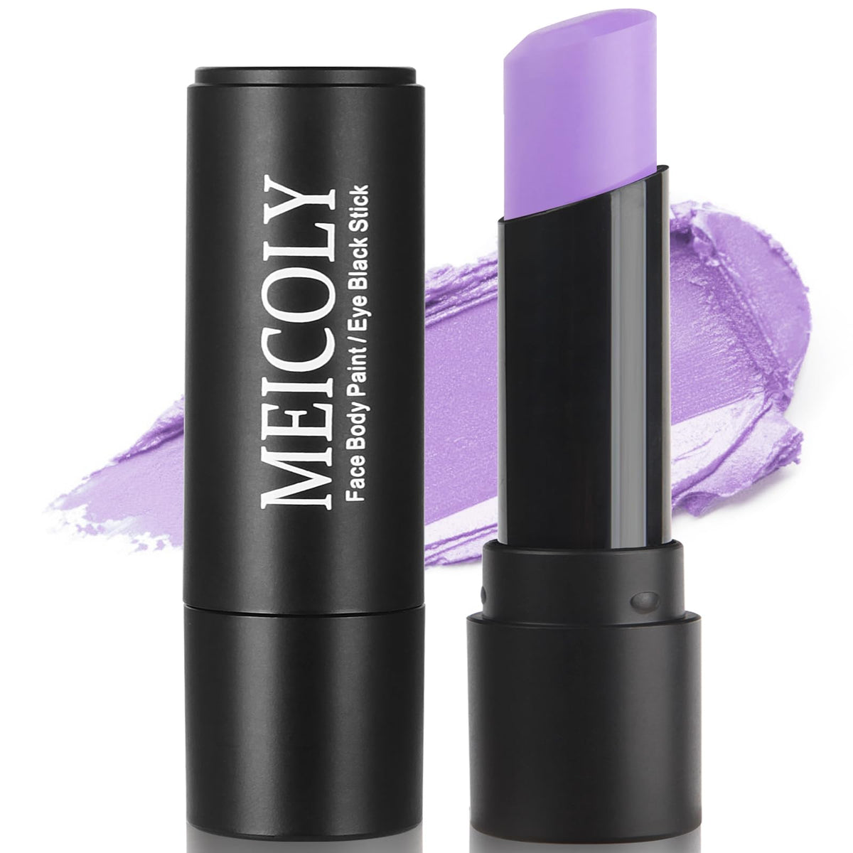 MEICOLY stick front view showing lavender color and easy grip for quick application