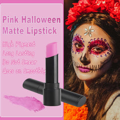 MEICOLY pink lip stroke demonstrating opaque coverage and soft finish