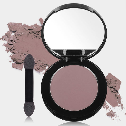 MEICOLY front compact showing matte mauve shade and applicator, portable convenience