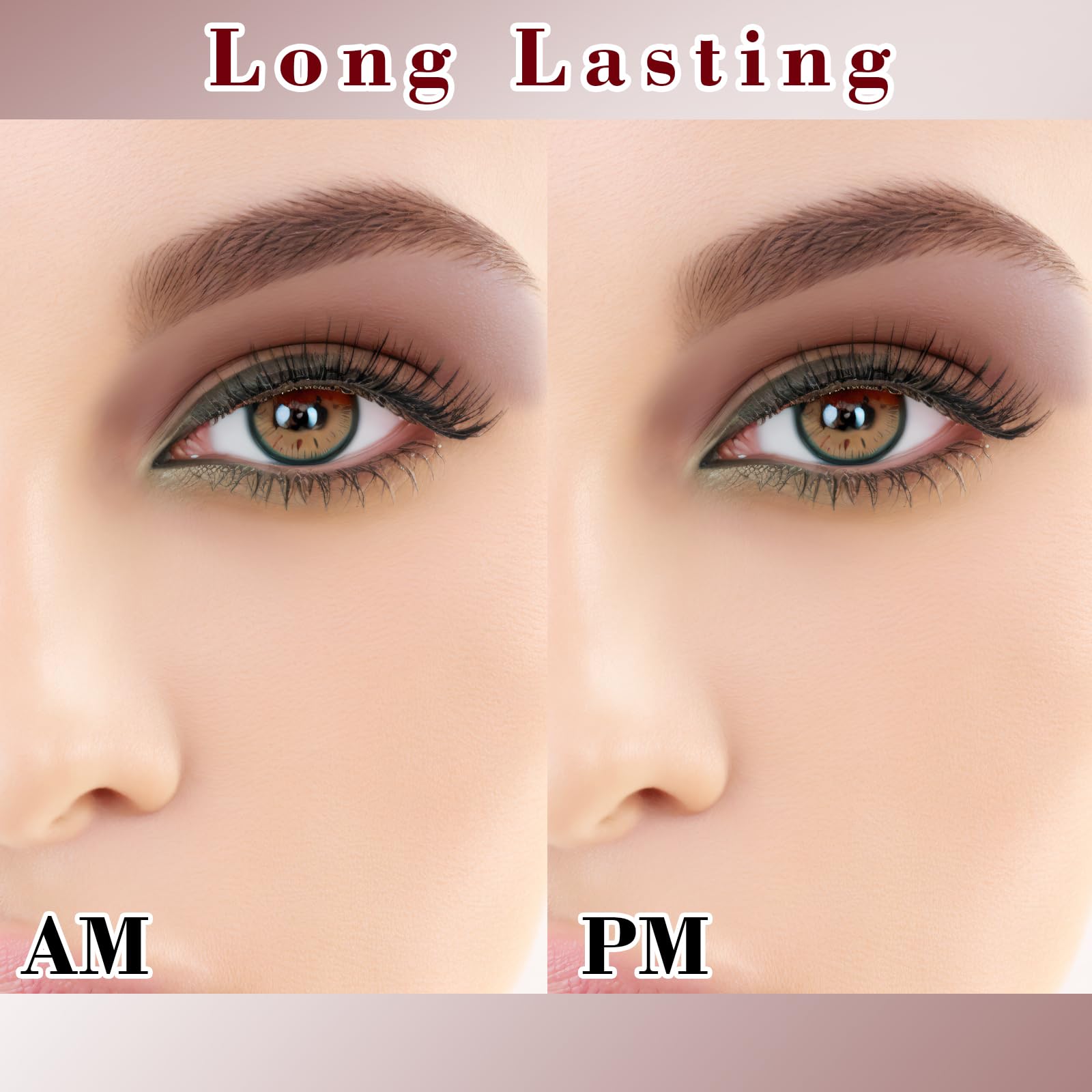 MEICOLY model wearing mauve-taupe eyeshadow showing natural flattering definition